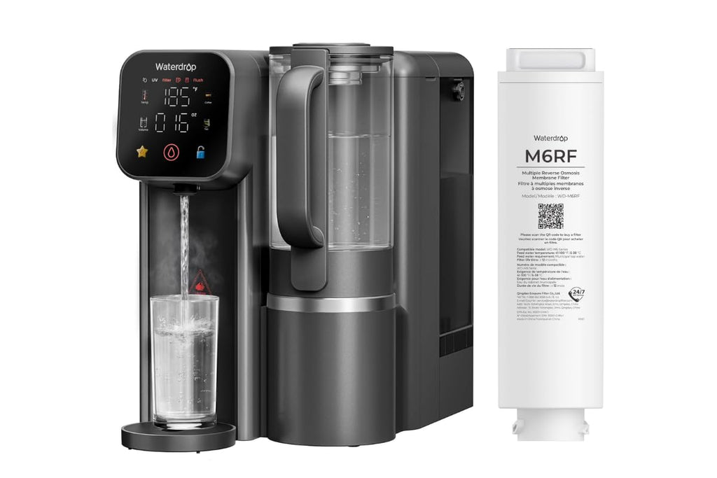 Waterdrop WD-M6H Instant Hot Reverse Osmosis System Countertop Water Filter with WD-M6RF Filter, Replacement for WD-M6H, 12-Month Lifetime