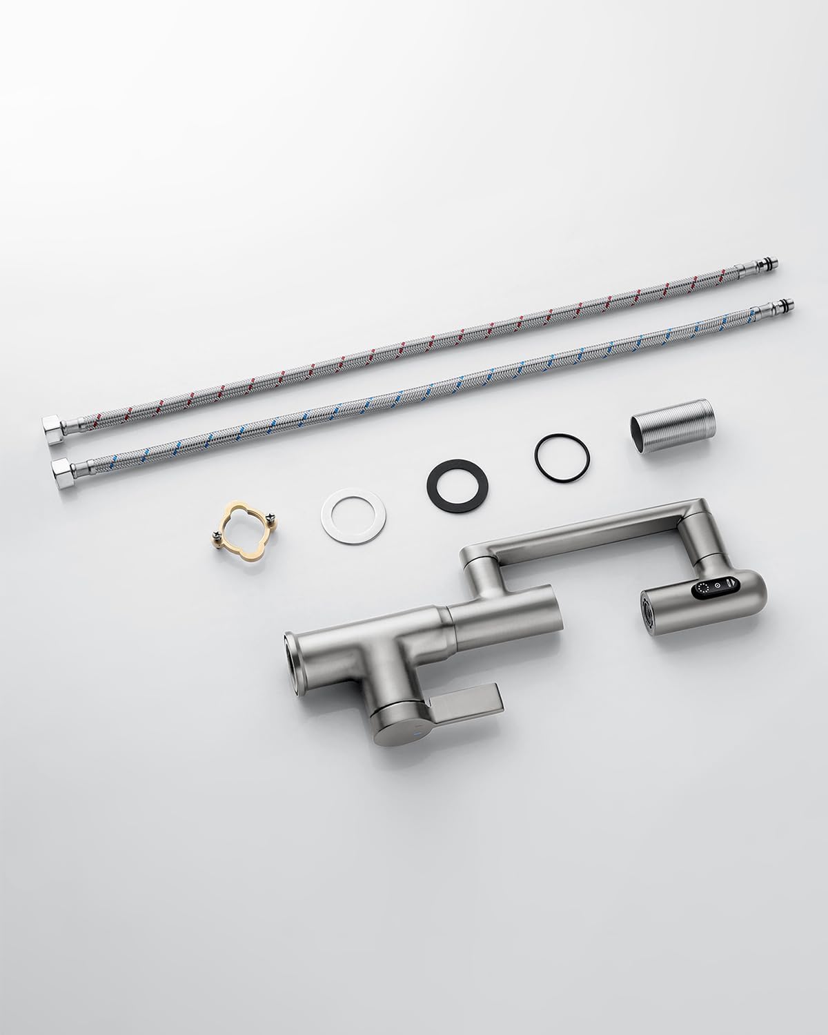 Lefton Rotatable Bathroom Faucet with Temperature Display in Fahrenheit (Batteries-Free), 3 Water Modes, Brushed Nickel, BF2204-0