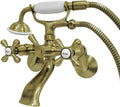Kingston Brass KS266AB Vintage 6' Adjustable Wall Mount Clawfoot Tub Faucet, Antique Brass