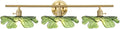 3 Light Green Glass Wall Sconces Art Deco Leaf Bathroom Lighting Fixtures Over Mirror, Gold brass Wall Sconce Vintage Wall Light Mid Century Modern Vanity Lights for Living Room Bedroom Hallway