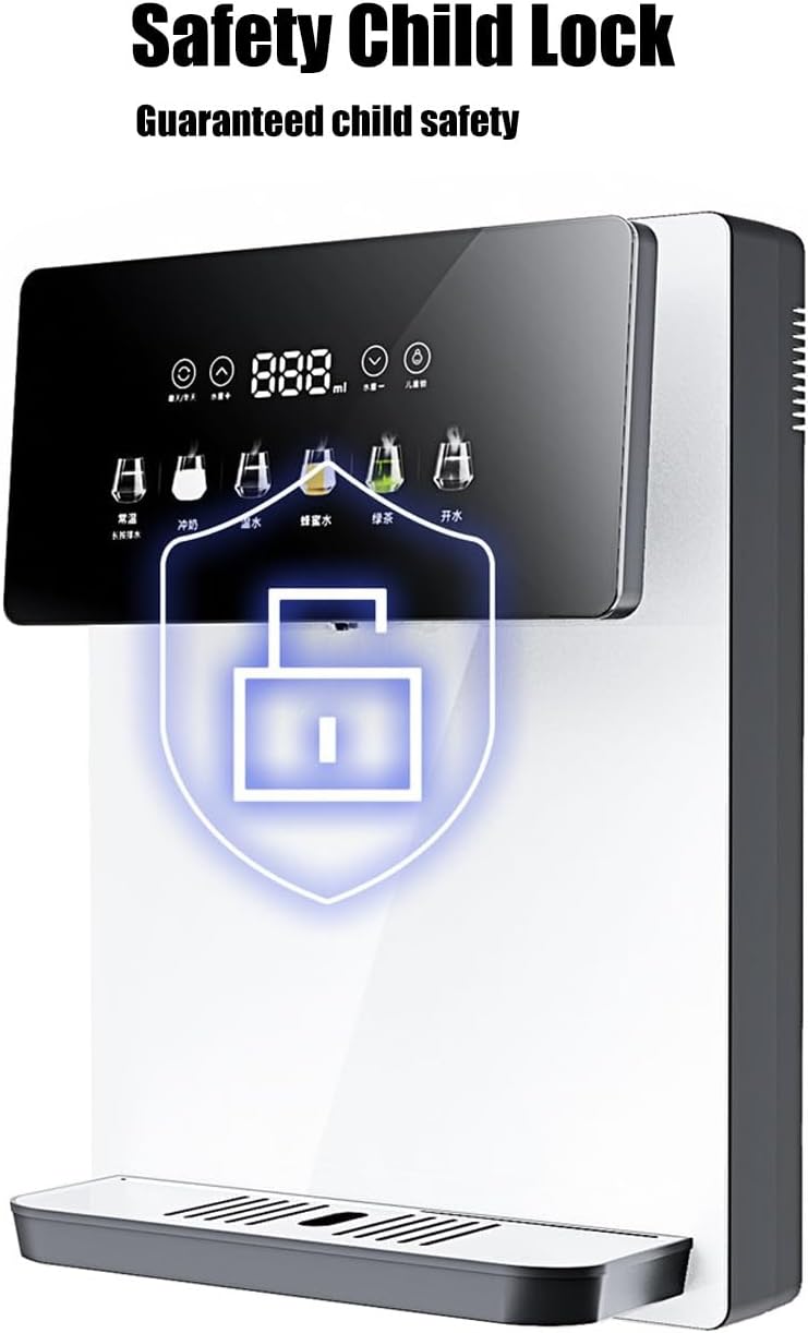 Wall Mounted Instant Heat Water Cooler Dispenser, Electric Countertop Hot Water Machine, LED Touchscreen with Child Lock, for Boba Tea Coffee Office Restaurant(White)