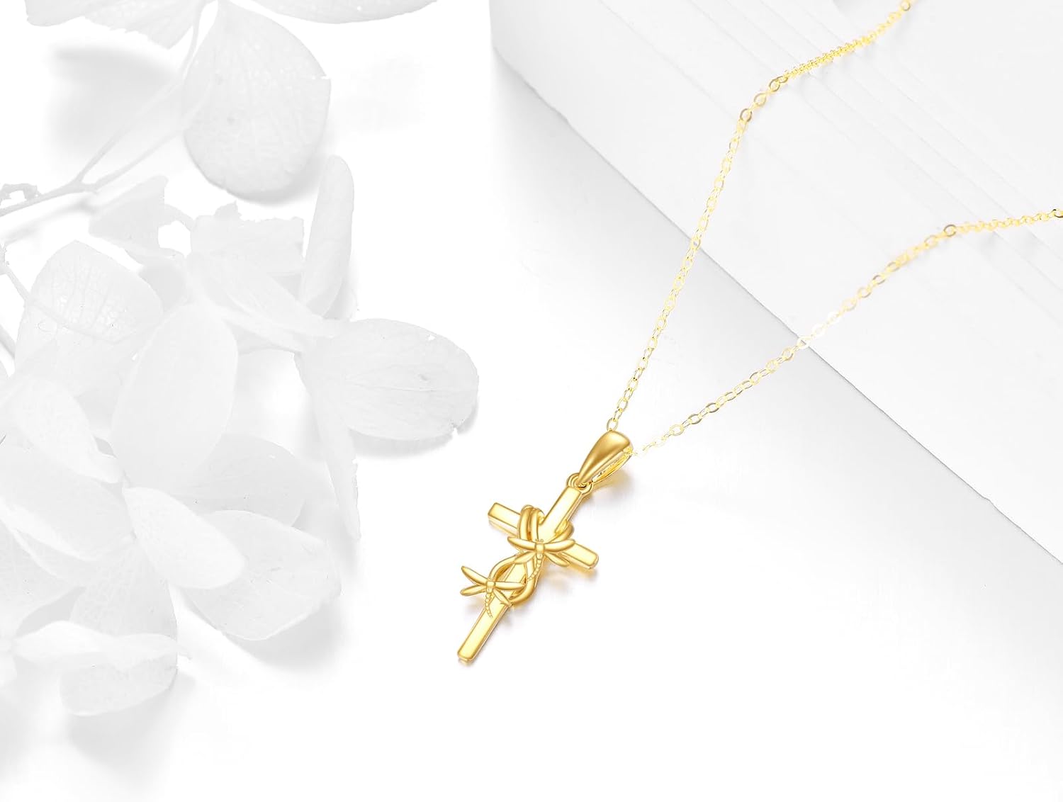 KECHO 14k Real Gold Cross Jewelry Gifts for Mother Grandma Sister Cross Pendant Necklace for Women