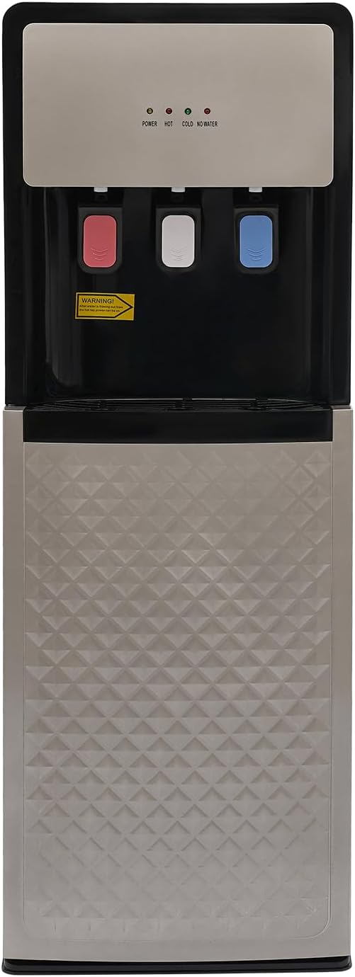 110V Bottom Loading Water Cooler Dispenser, Floor Standing Hot and Cold Water Dispenser with 3-Temperature Settings, Suitable for Home and Office (Silver Grey)