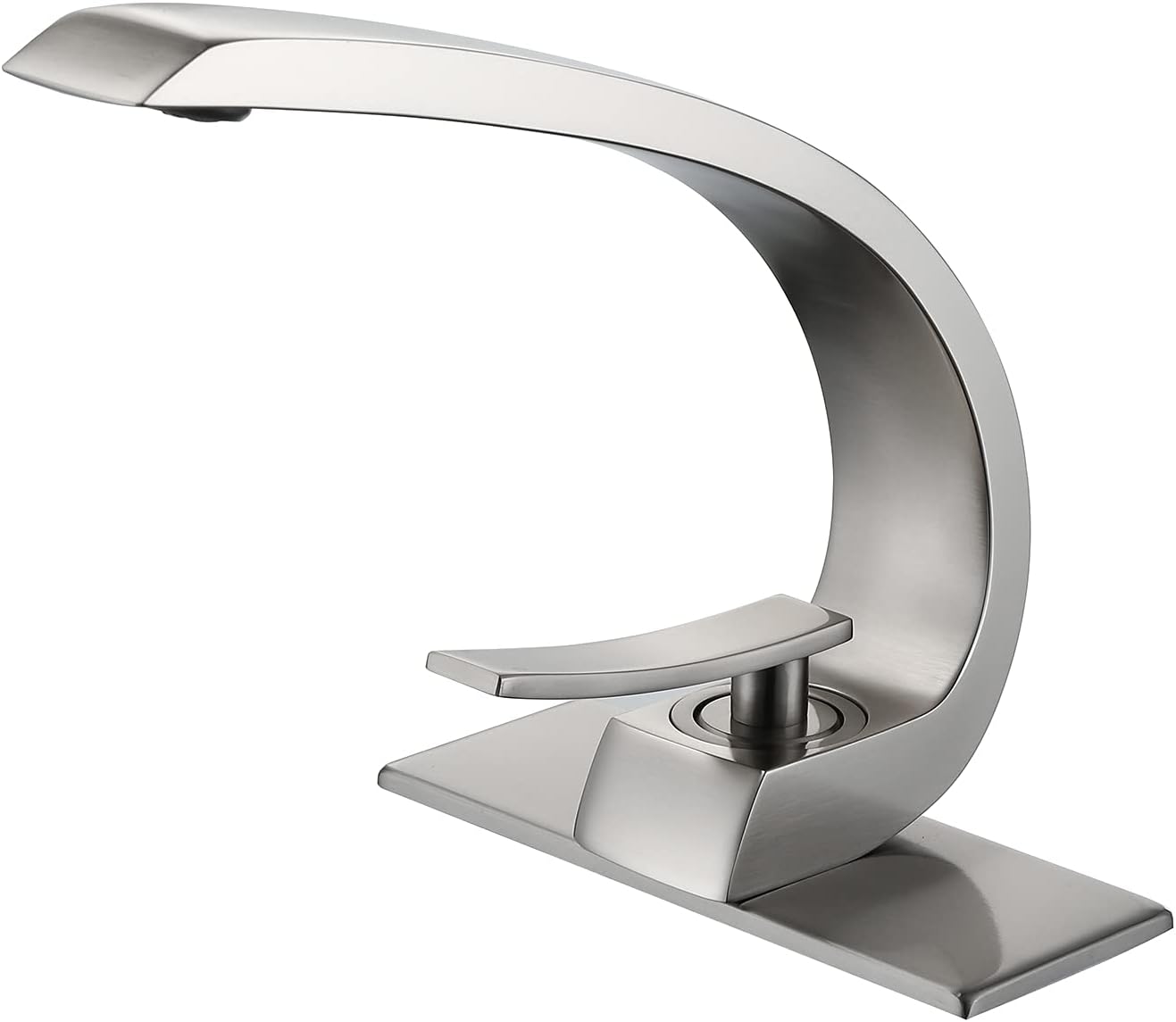 Bathroom Faucet Brushed Nickel,Bathroom Sink Faucet for Sink 1 Hole or 3 Hole Mount Single Handle Basin Mixer with 6-inch 10-inch Deckplate