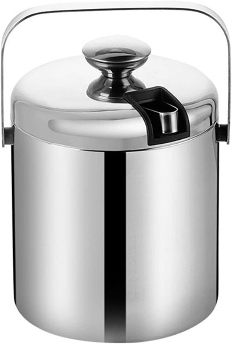 Ice Buckets Ice Buckets - Ice Buckets for Parties, Double-Wall Stainless Steel Insulated Chilling Ice Bucket with Lid Tong Handle Insulated Ice Bucket