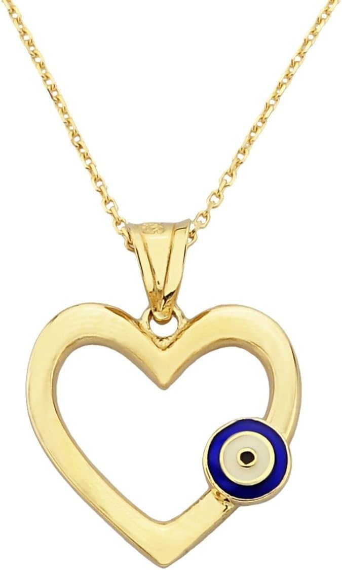 14K Real Solid Gold Heart Necklace for Women, Open Heart Dainty Charm Pendant, Christmas Birthday Gift for her mom girls, Handmade Jewelry