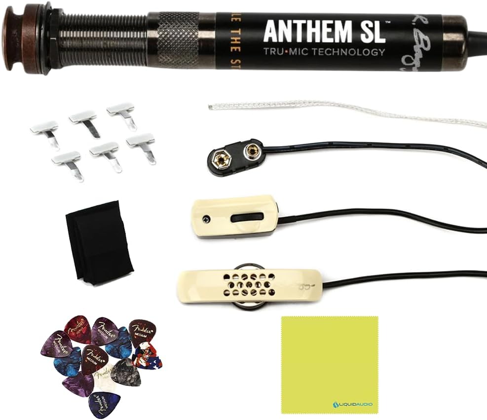 LR Baggs Anthem SL Acoustic Guitar Pickup Bundle w/ 12x Fender Picks and Liquid Audio Polishing Cloth