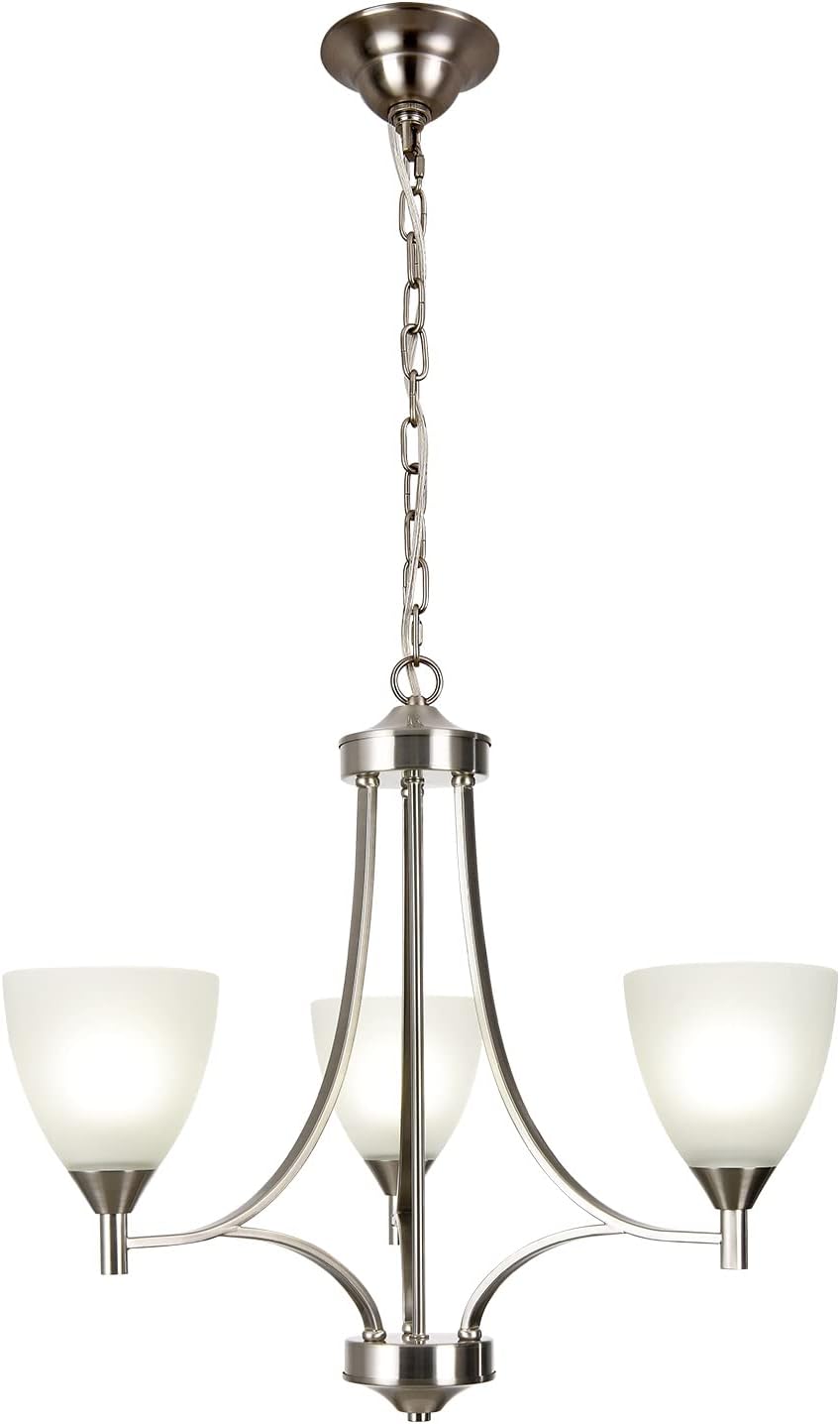 BOZO 3 Light Contemporary Chandeliers Brushed Nickel Modern Light Fixtures Ceiling Hanging Classic Pendant Lighting for Foyer Bedroom Dining Room Bathroom