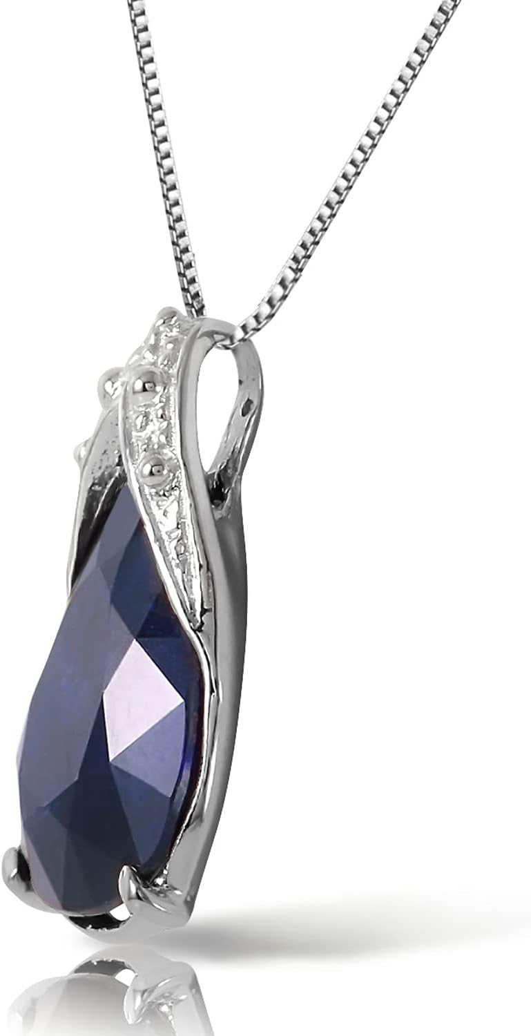 Galaxy Gold 14K Solid Gold Natural Sapphire Pendant Necklace for Women - Yellow Gold Fine Jewelry