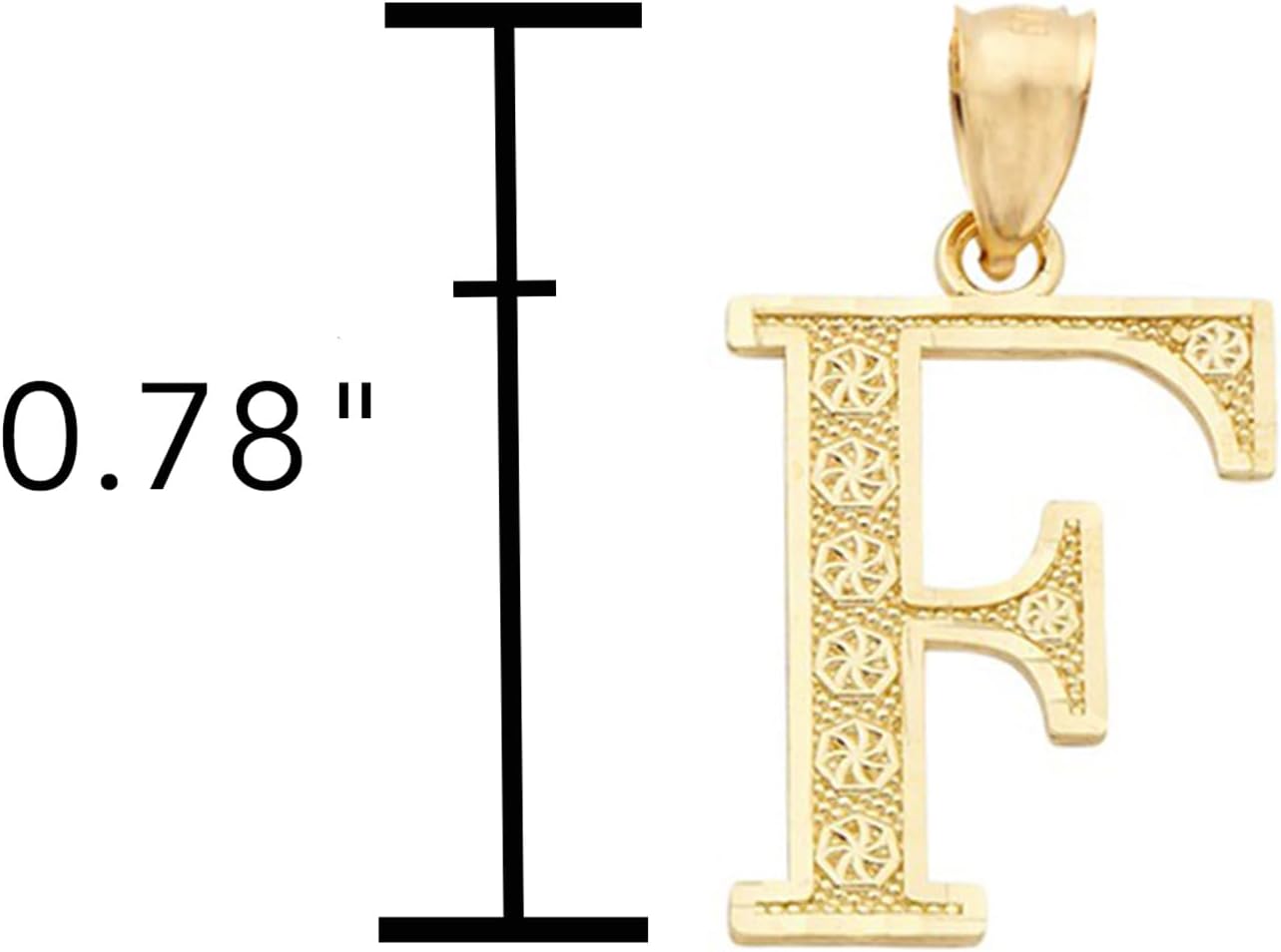LoveBling 10K Yellow Gold Diamond Cut A to Z Alphabet Initial Letter Charm Necklace Pendant (Small Size)