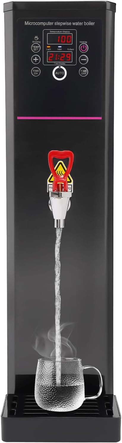 Step-Heating Commercial Hot Water Dispenser Countertop 3000W Fast Ready Water Boiler Machine Automatic 20L Water Boiler for Restaurant, Home, Office(20L,Black)