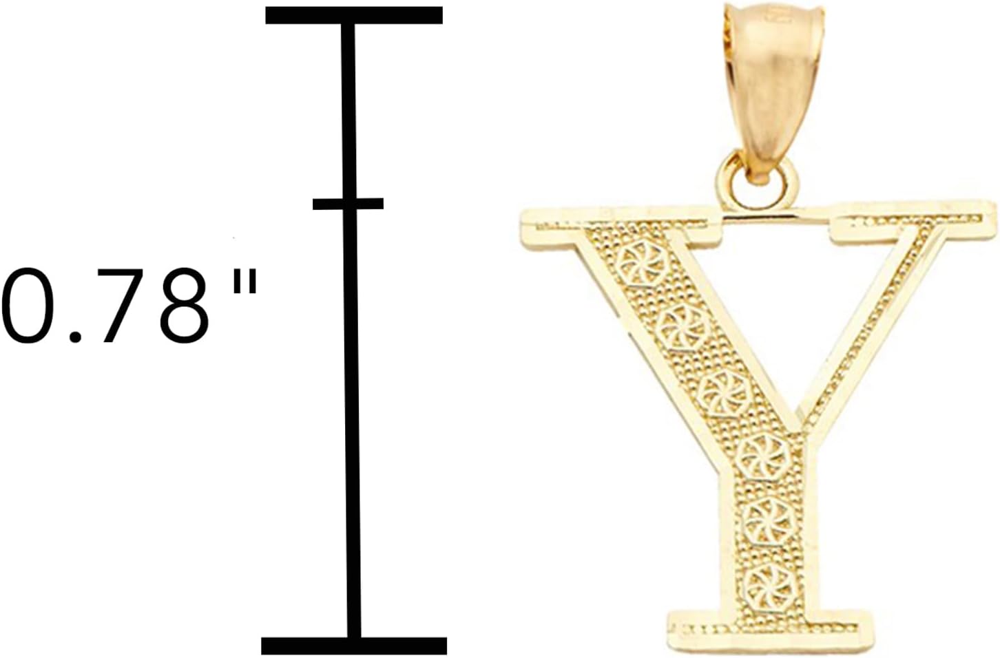 LoveBling 10K Yellow Gold Diamond Cut A to Z Alphabet Initial Letter Charm Necklace Pendant (Small Size)