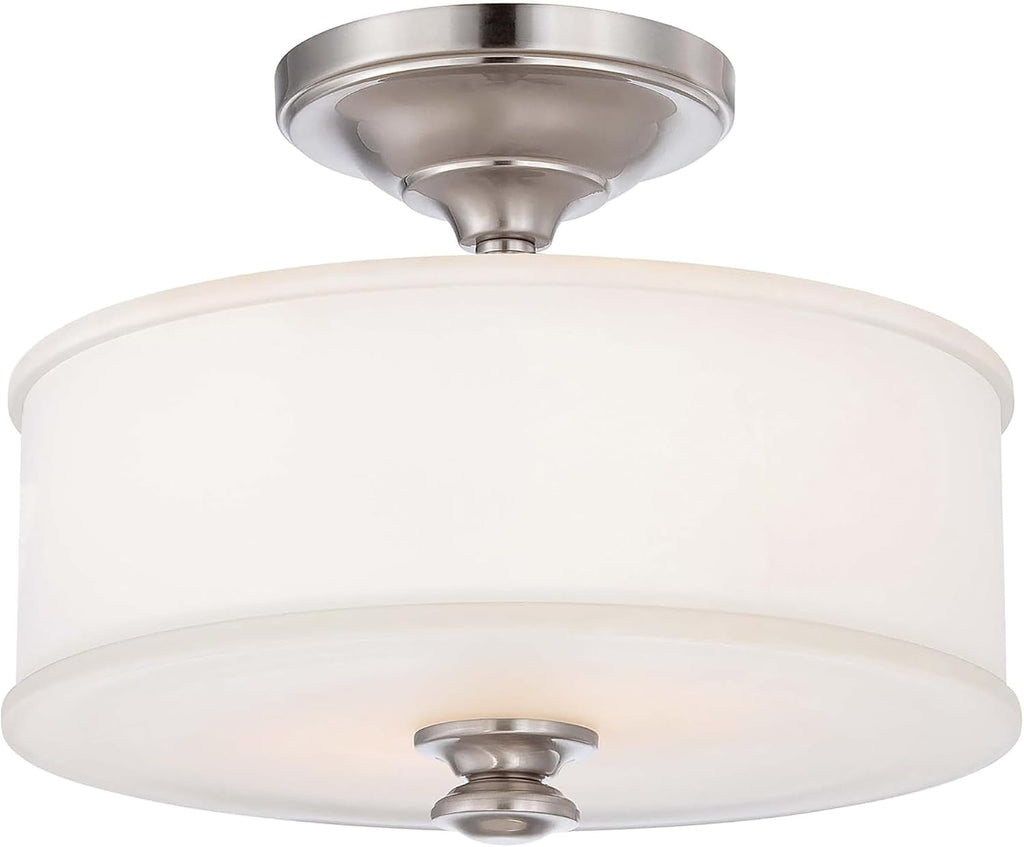 Minka Lavery 4172-84 Harbour Point Semi-Flush, 2-Light, 120 Total Watts, 13.5-in H x 10.75-in W, Brushed Nickel