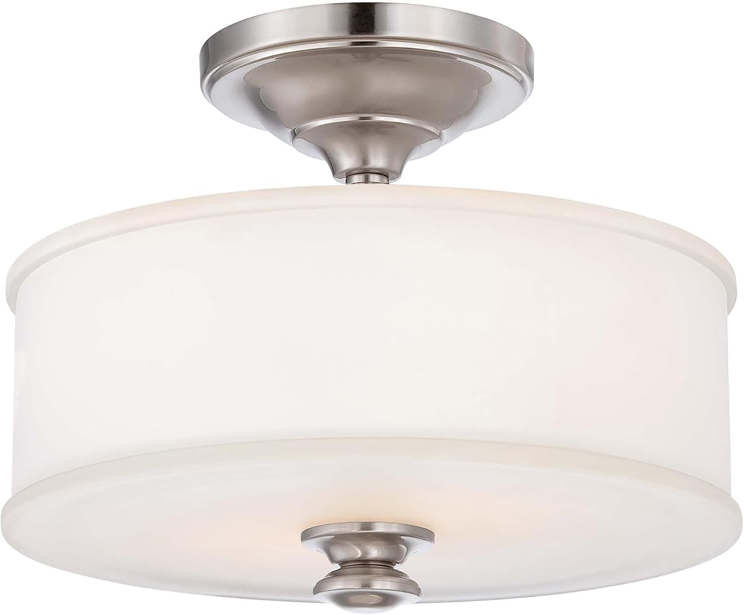 Minka Lavery 4172-84 Harbour Point Semi-Flush, 2-Light, 120 Total Watts, 13.5-in H x 10.75-in W, Brushed Nickel