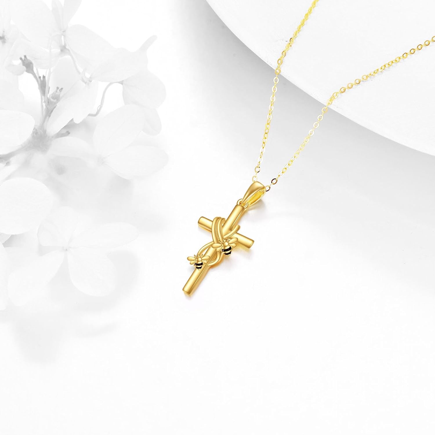 KECHO 14k Real Gold Cross Jewelry Gifts for Mother Grandma Sister Cross Pendant Necklace for Women