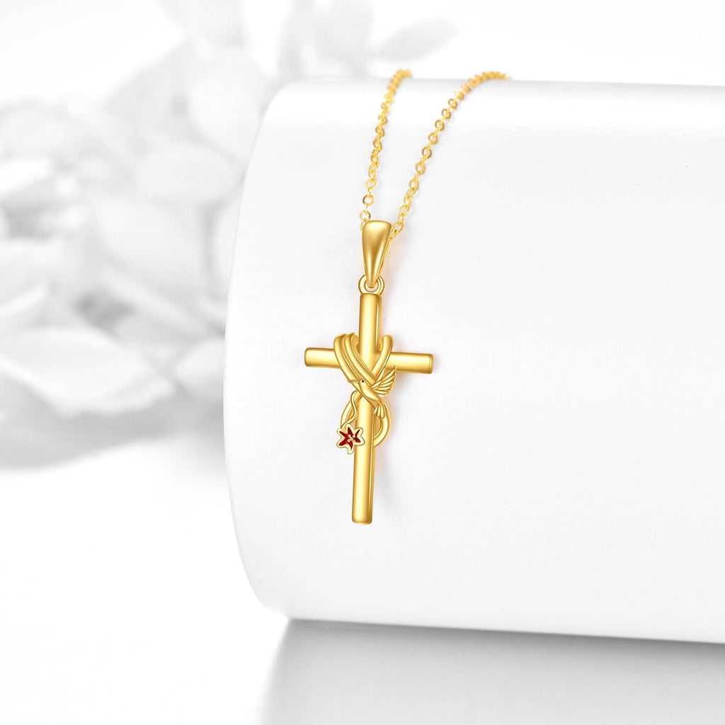 KECHO 14k Real Gold Cross Jewelry Gifts for Mother Grandma Sister Cross Pendant Necklace for Women