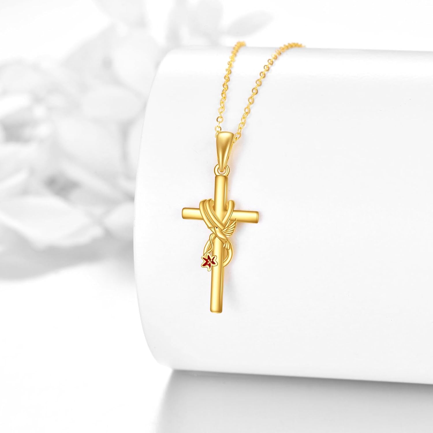 KECHO 14k Real Gold Cross Jewelry Gifts for Mother Grandma Sister Cross Pendant Necklace for Women