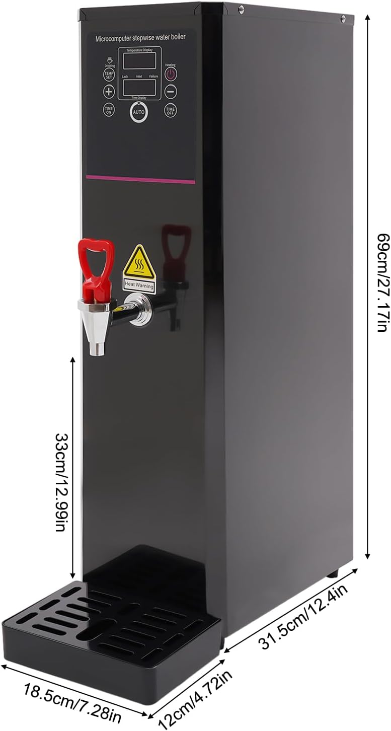 Electric Water Boiler 304 Stainless Steel, Commercial Hot Water Dispenser Digital Display, 1500W, Countertop Water Dispenser for Kitchens, Living Rooms, Cafes, Restaurants, Black(20L/5.28Gal)