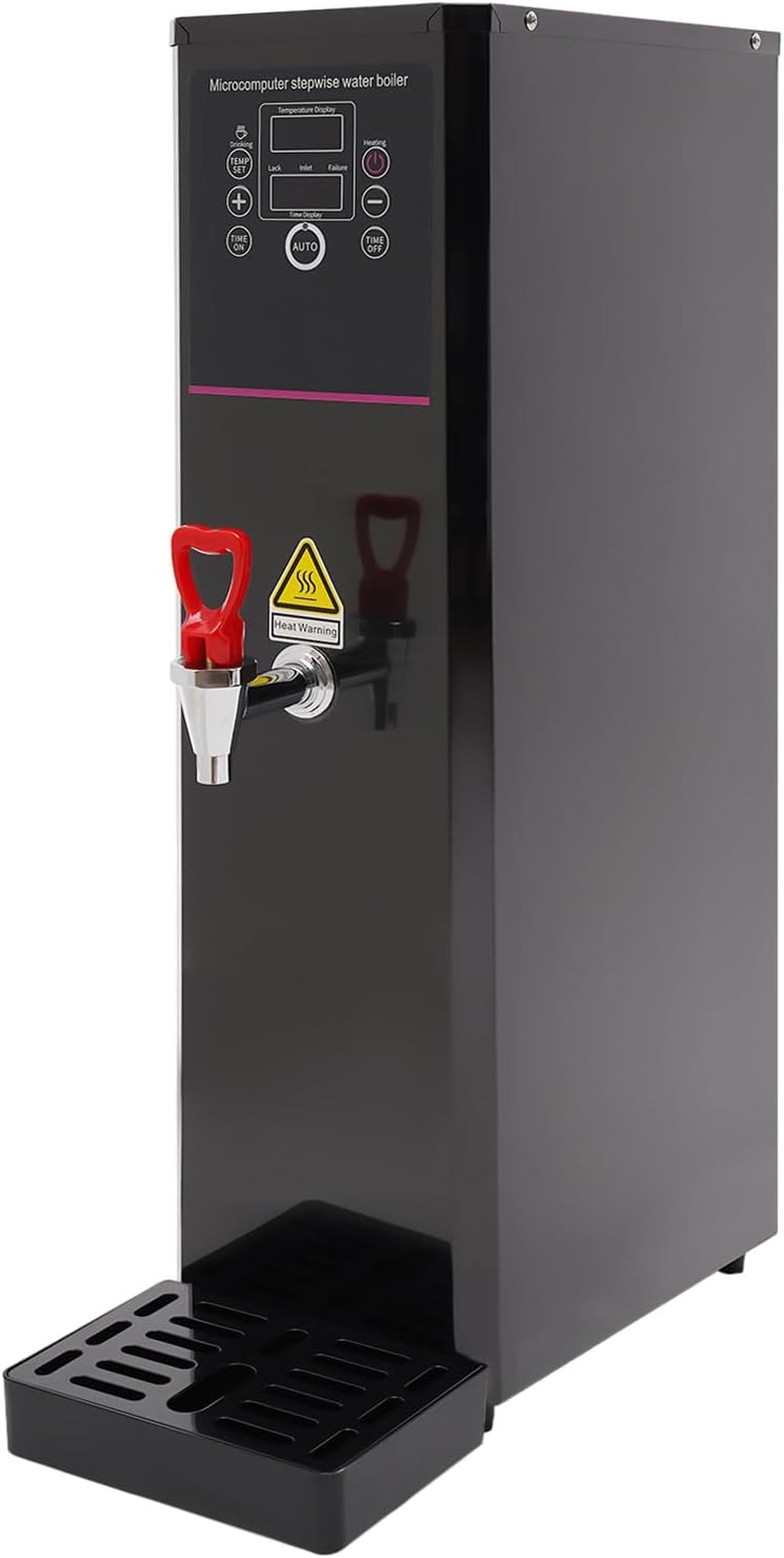 Step-Heating Commercial Hot Water Dispenser Countertop 3000W Fast Ready Water Boiler Machine Automatic 20L Water Boiler for Restaurant, Home, Office(20L,Black)