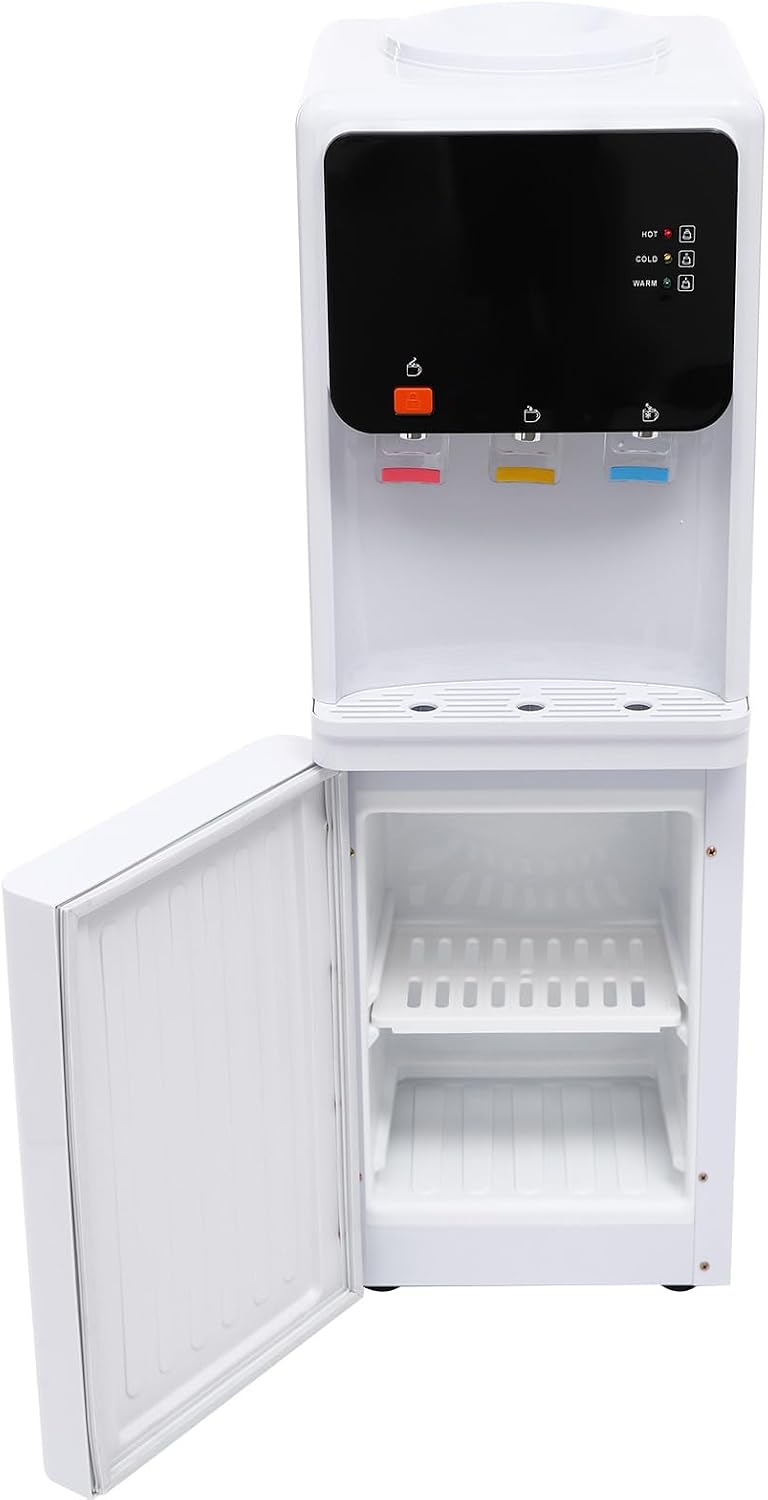 Electric Hot Water Dispenser, Water Cooler Dispenser for 1-4 Gallon Bottles, 3 Temperatures with Hot, Room & Cold Spouts, Water Cooler with Safety Lock, LED Display with Empty Bottle Alert