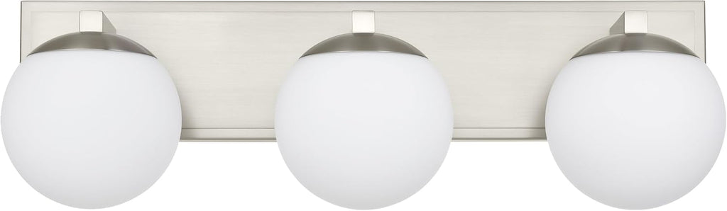 Bathroom Vanity Light Fixtures, 3-Light Globe Bathroom Lighting Fixtures Over Mirror, Modern Wall Lights for Living Room, Long Backplate, Standard E26 Base, Brushed Nickel