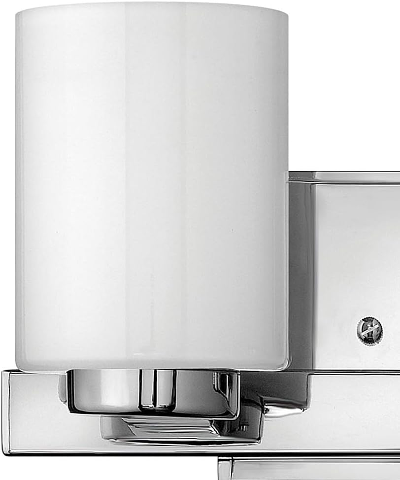 Hinkley Miley Small Two Light Bathroom Vanity Fixture, Cased Opal Glass Shades, Transitional, Chrome