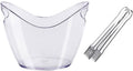 Ice Bucket Clear Acrylic Ice Bucket with Ice Tongs, 8 Liter Plastic Tub Oval Storage Bucket Ice Buckets for Drinks and Parties Plastic Wine Bucket, Beer Bucket, Champagne Bucket Keeps Ice Cold & Dry (