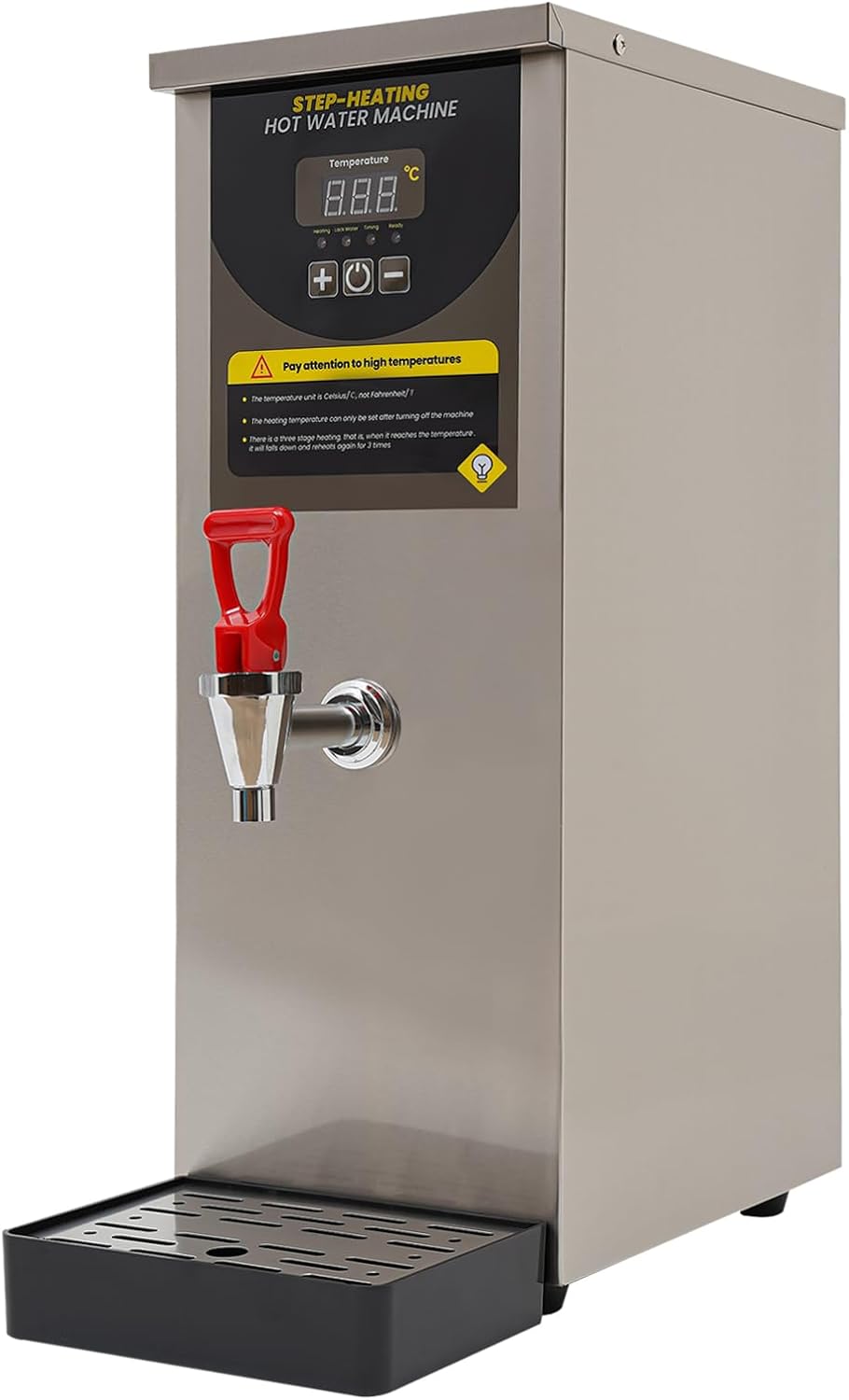 Step-Heating Commercial Hot Water Dispenser, 8L/2.11Gal Large Capacity Electric Dispenser Water Boiler, 2000W Fast Ready Water Boiler Machine with Stainless Steel Heating Tube, for Tea Coffee (Silver)