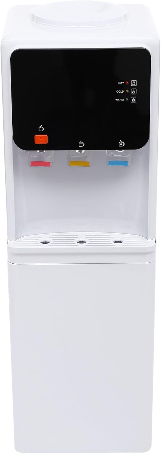 Electric Hot Water Dispenser, Water Cooler Dispenser for 1-4 Gallon Bottles, 3 Temperatures with Hot, Room & Cold Spouts, Water Cooler with Safety Lock, LED Display with Empty Bottle Alert