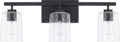 HomePlace Lighting 128531MB-449 Greyson Urban/Industrial Clear Seeded Glass Bathroom Vanity Wall Light, 3-Light 300 Total Watts, 9' H x 25' W, Matte Black