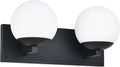 Black Bathroom Vanity Light Fixtures, 2-Light Globe Bathroom Lighting Fixtures Over Mirror, Modern Wall Lights for Living Room, Long Backplate, Standard E26 Base, Textured Black