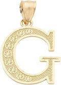 LoveBling 10K Yellow Gold Diamond Cut A to Z Alphabet Initial Letter Charm Necklace Pendant (Small Size)