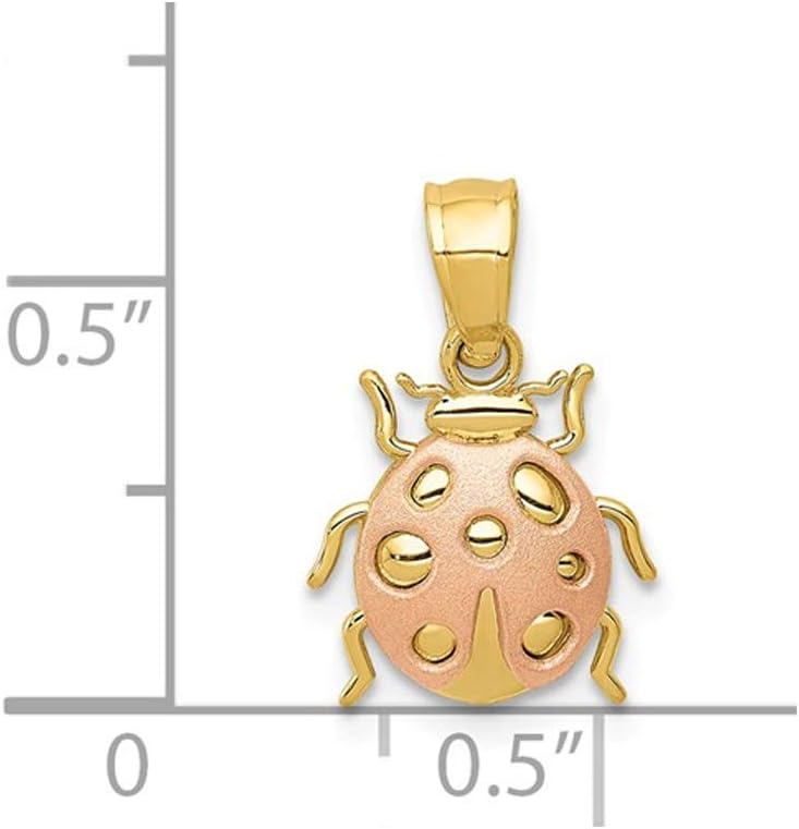14K Yellow and Rose Pink Gold Ladybug Pendant Necklace with Chain