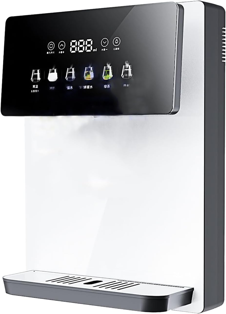 Wall Mounted Instant Heat Water Cooler Dispenser, 2200W Hot and Cold Water Dispenser with Child Lock, 6 Temperature & 4rd Waters Volume(White)