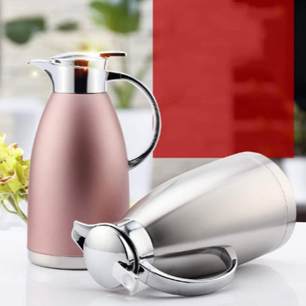 2.3L Large Capacity Double Wall 304 Stainless Steel Hot Water in Sulation Pot Kettle (Color : Silver) Present (Pink)