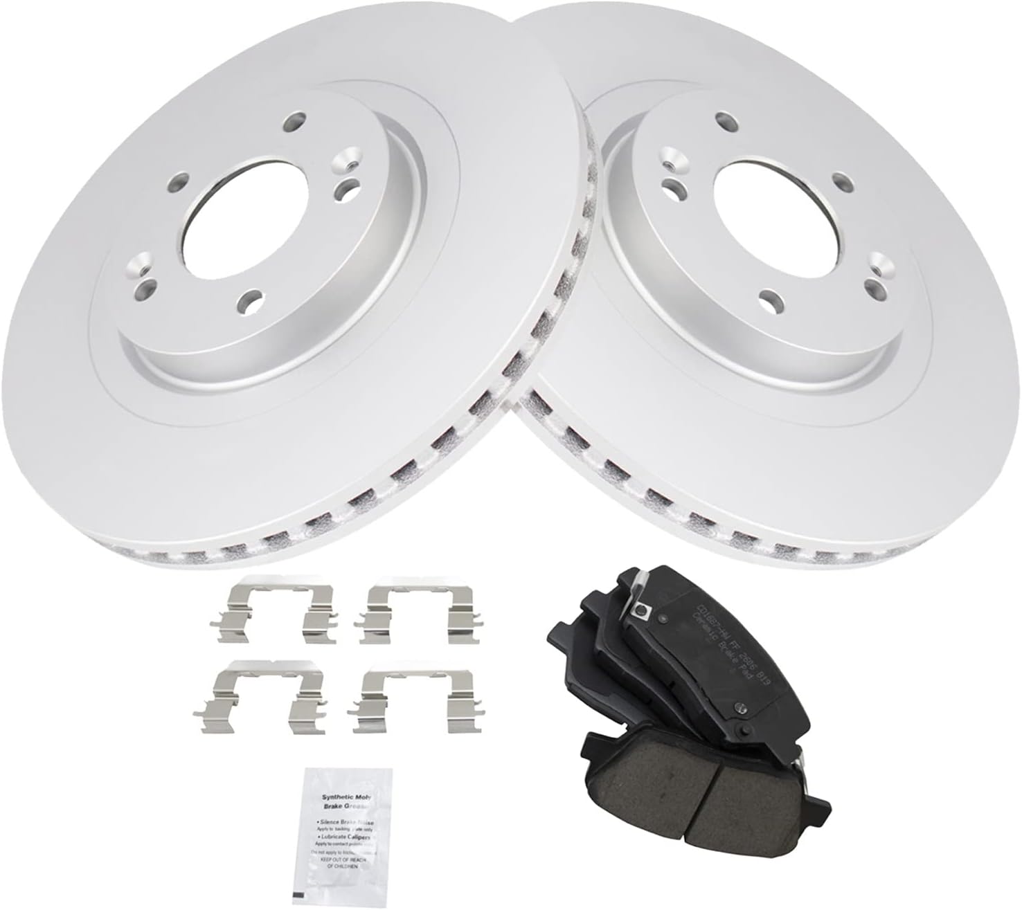 TRQ Front Brake Pad and Rotor Set Ceramic Coated Vented Rotors Compatible with 2013-2018 Hyundai Santa Fe Sport 2014-2015 Kia Sorento