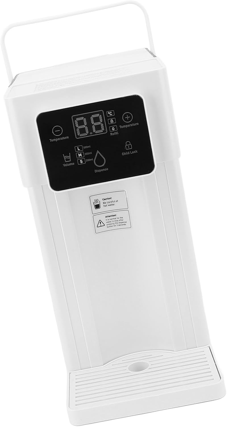 3L Quick Heating Hot Water Dispenser, Adjustable 7 Temperatures, Electric Tea Kettle Large Capacity Countertop Desktop with 3 Second Rapid Heating (US Plug 110V), White