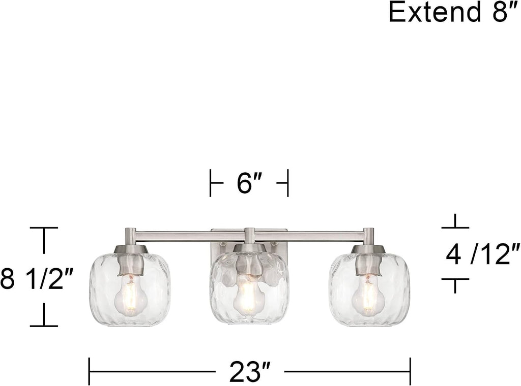 Possini Euro Design Possini Euro Mio 23' W Brushed Nickel Water Glass 3-Light Bath Light