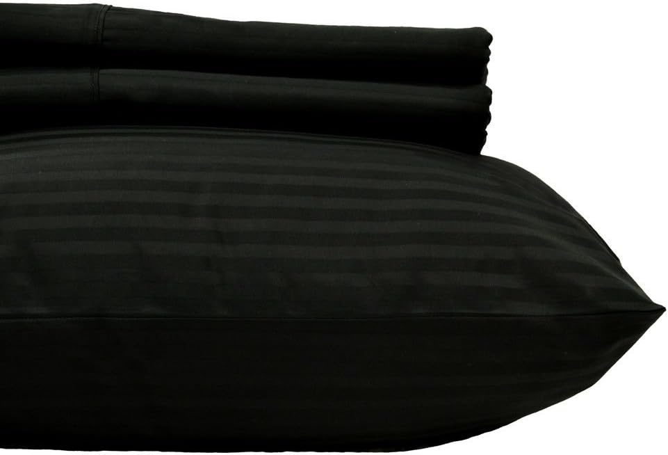 Royal Hotel Bedding Stripe Sheets - Top Split-King: Adjustable King Bed Sheets - 4PC Bed Sheet Set - 100% Cotton - 600 Thread Count - Deep Pocket, Top Split King, Black