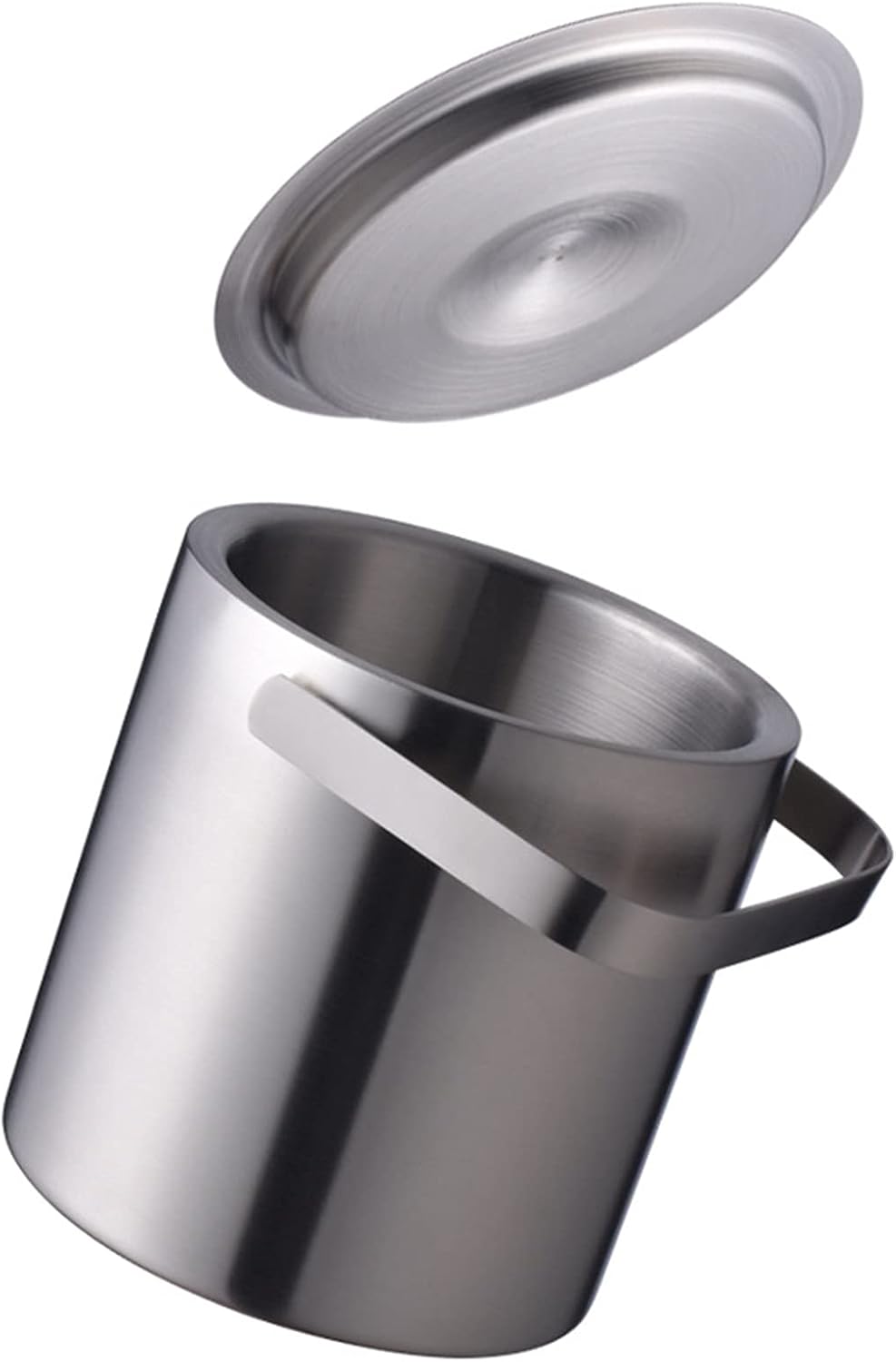 Ice Buckets 1.3L Portable Double Wall Stainless Steel Ice Bucket with Tong - Ice Buckets for Parties, Outdoor and Indoor Insulated Ice Bucket