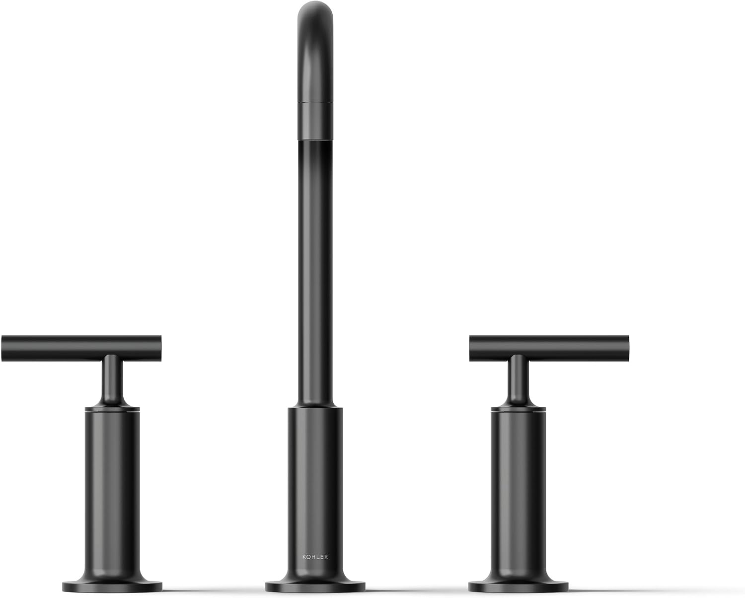 KOHLER K-14408-4-BL Purist® Widespread Bathroom Sink Faucet, 3-Hole, Widespread High Lever Handles and High Gooseneck Spout, 1.2 GPM, Matte Black