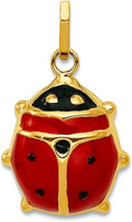 JewelryWeb 14k Yellow Gold Hollow Polished Enameled Ladybug Charm 19x11mm Wide Pendant Necklace for Women