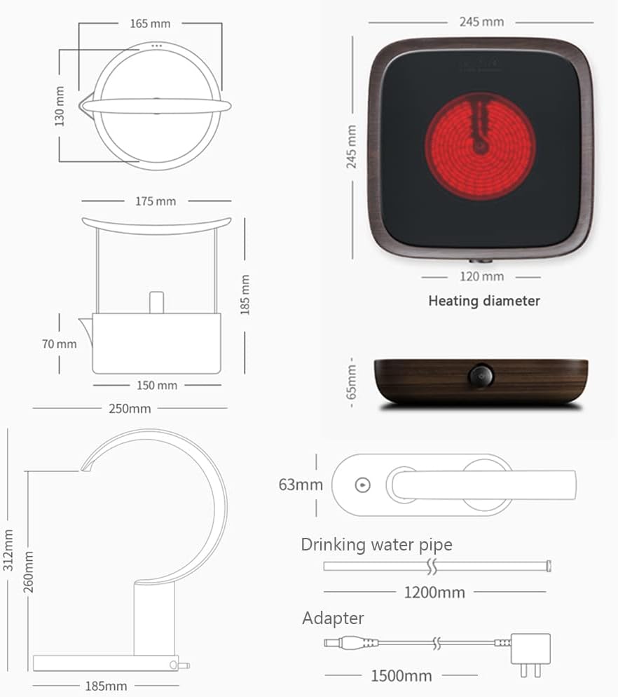 Electric Tea Stove, Tea Maker, Household Electric Stove, Iron Pot, Glass Teapot, Boiling Water for Making Tea,B