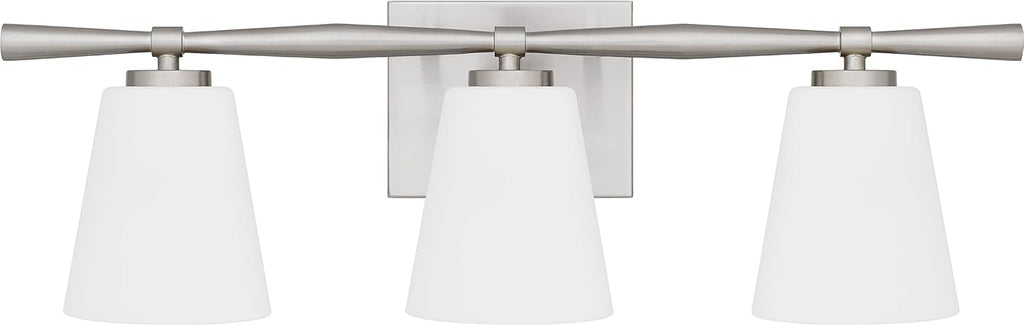 Quoizel Brindley Bath Vanity Lights, 23 Inch 3-Light Brushed Nickel Transitional Bathroom Lighting Fixtures Over Mirror, Opal Etched Glass Shades, Wall Mount Light for Bathroom