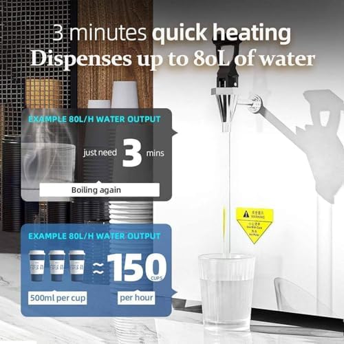 Instant Hot Water Dispenser, 60L/H Commercial Wall Kettle with Touch Screen & Filter, Smart Boiler for Office & Restaurant Use, Efficient Water Heating Solution,White,80L/H