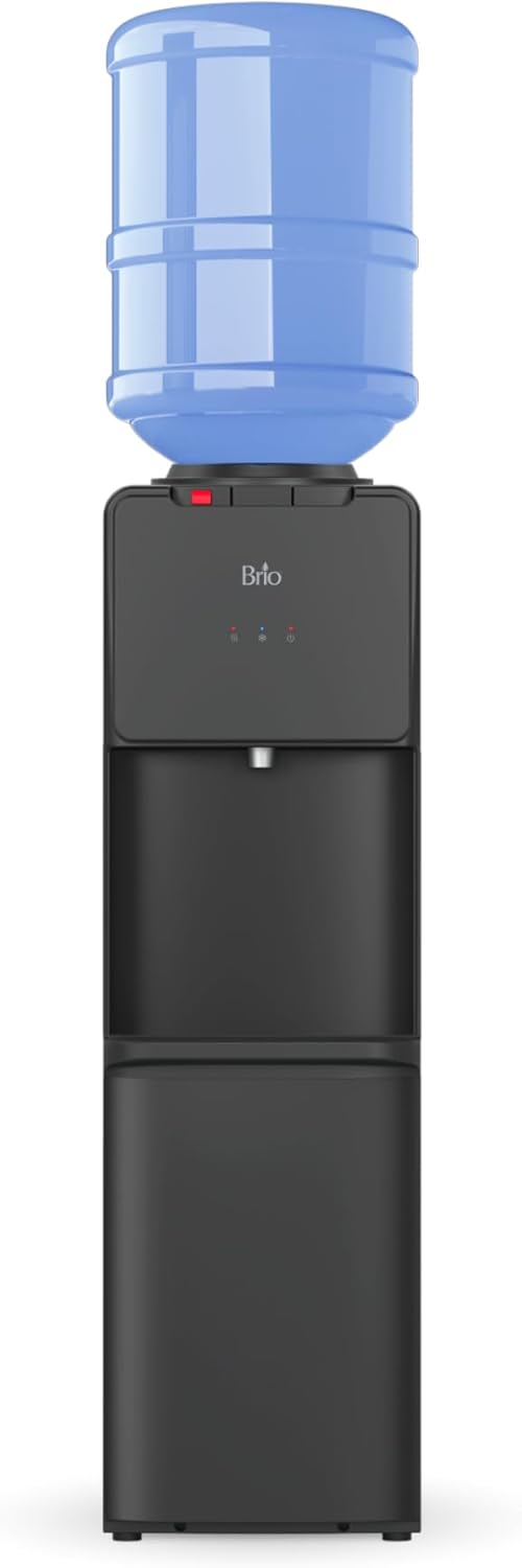 Brio 130 Series Top-Load Water Cooler Dispenser for 3- and 5-Gallon Bottles, Hot & Cold, Spill-Free Loading, Child Safety Lock, Energy Star 3.0, Black
