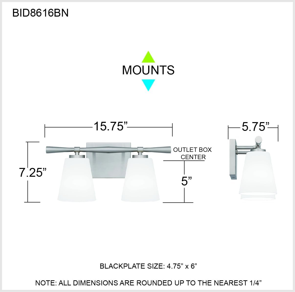 Quoizel Brindley Bath Vanity Lights, 16 Inch 2-Light Brushed Nickel Transitional Bathroom Lighting Fixtures Over Mirror, Opal Etched Glass Shades, Wall Mount Light for Bathroom