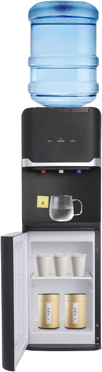 Top Loading Hot Cold Warm Water Dispenser, 3 Temperature Settings, 5Gal Floor Standing Electric Cooler & Heater with Child Lock for Home, Office, Cafes,Black