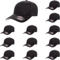 Flexfit Wooly Combed Premium 6-Panel Structured Baseball Cap | Stretch Fitted | Bulk Pack Available
