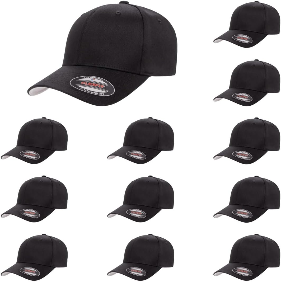 Flexfit Wooly Combed Premium 6-Panel Structured Baseball Cap | Stretch Fitted | Bulk Pack Available